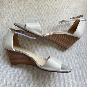Cole Haan cream leather wedge sandals w/ silver accents